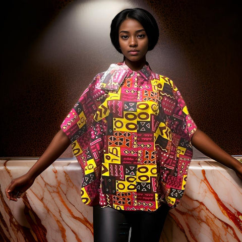 African Print Button Down Short Kaftan