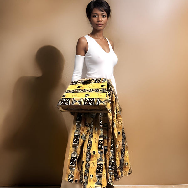 Women's African Tribal Print Skirt and Bag Set