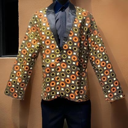 Men's African Circles Print Blazer Jacket