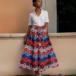 Colorful Long African Print Skirt