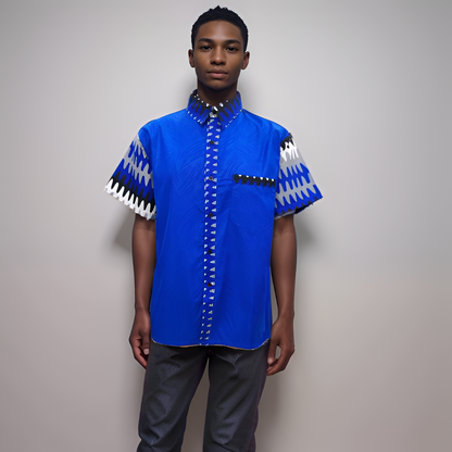 Men's African Ankara Short Sleeve Button Down Shirts