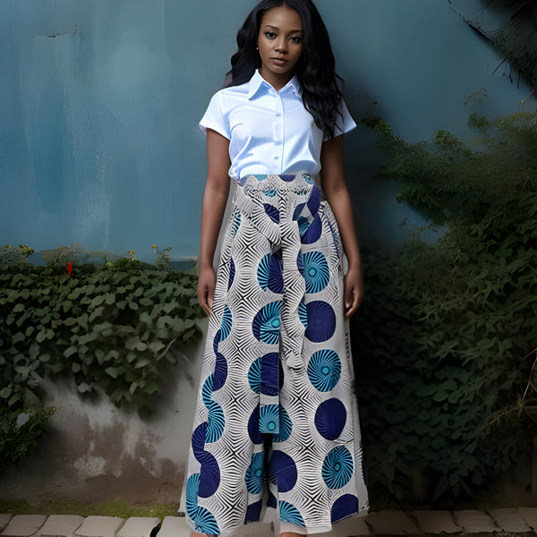 African Disc Print Palazzo Pants