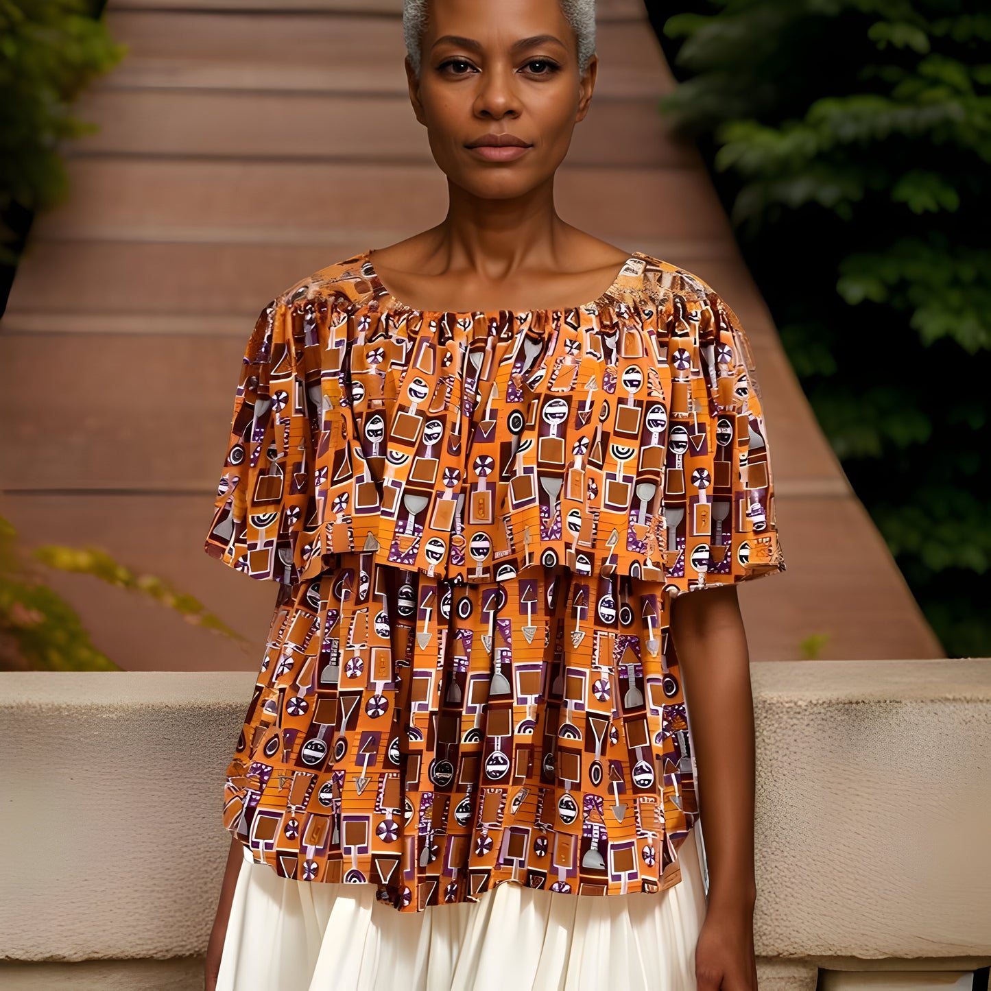 African Print Off Shoulder Blouse