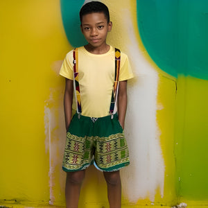 Boys African Print Suspenders