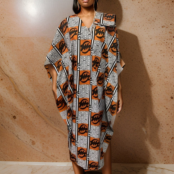 Gye Nyame African Print Kaftan Long Dress - Premium African Apparel from MAGOS - Just $24! Shop this and more African Apparel now 