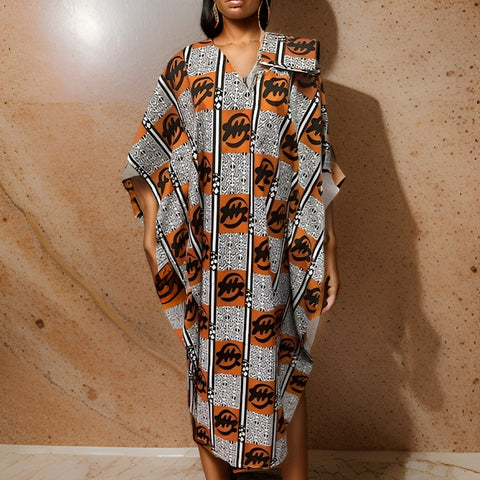 Gye Nyame African Print Kaftan Long Dress - Premium African Apparel from MAGOS - Just $24! Shop this and more African Apparel now 