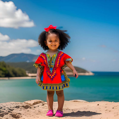 Girls Elastic Waistband Dashiki Top and Shorts Set - Premium African Apparel from MAGOS - Just $25! Shop this and more African Apparel now 