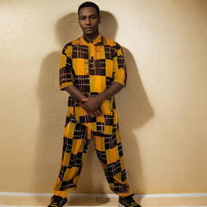 African Print 3pc Embroidered Men Pant Set