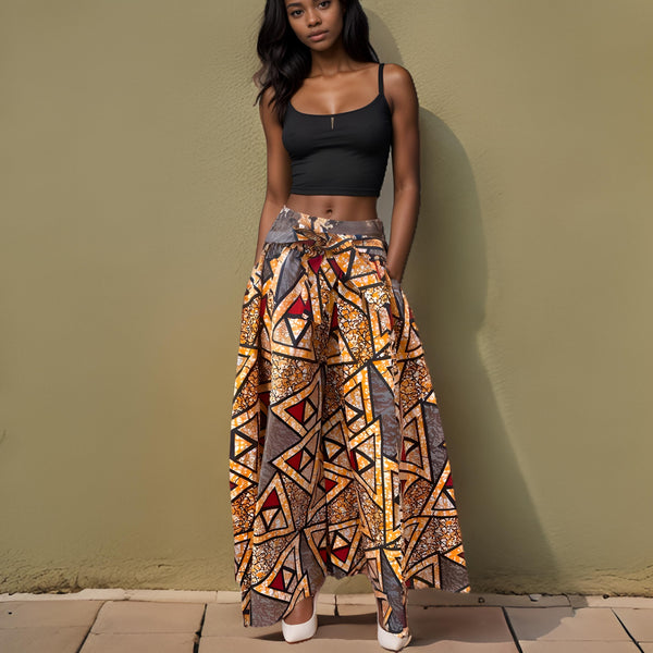 African Triangle Print Palazzo Pants