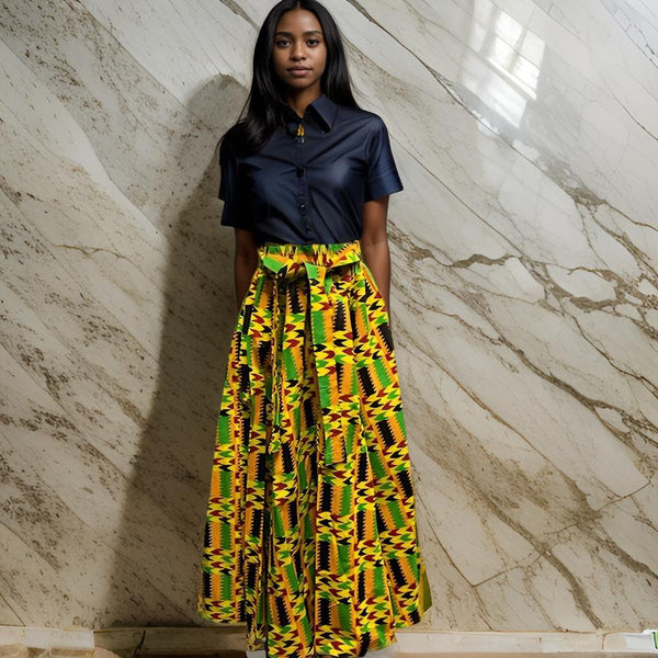 African Kente Printed Long Skirt