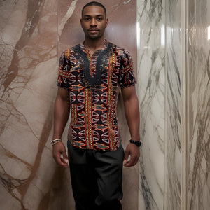 Men's Embroidered Dashiki Short Sleeve Shirt