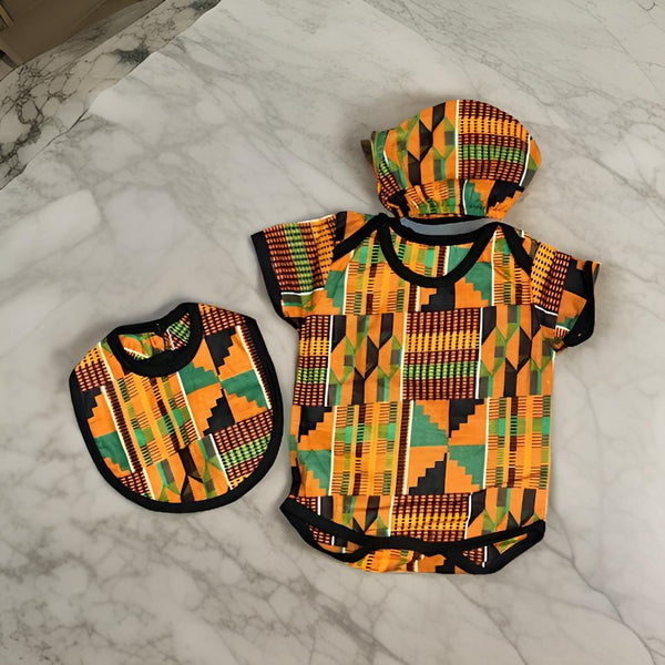 African Kinthe Print Infant Onesie Outfit