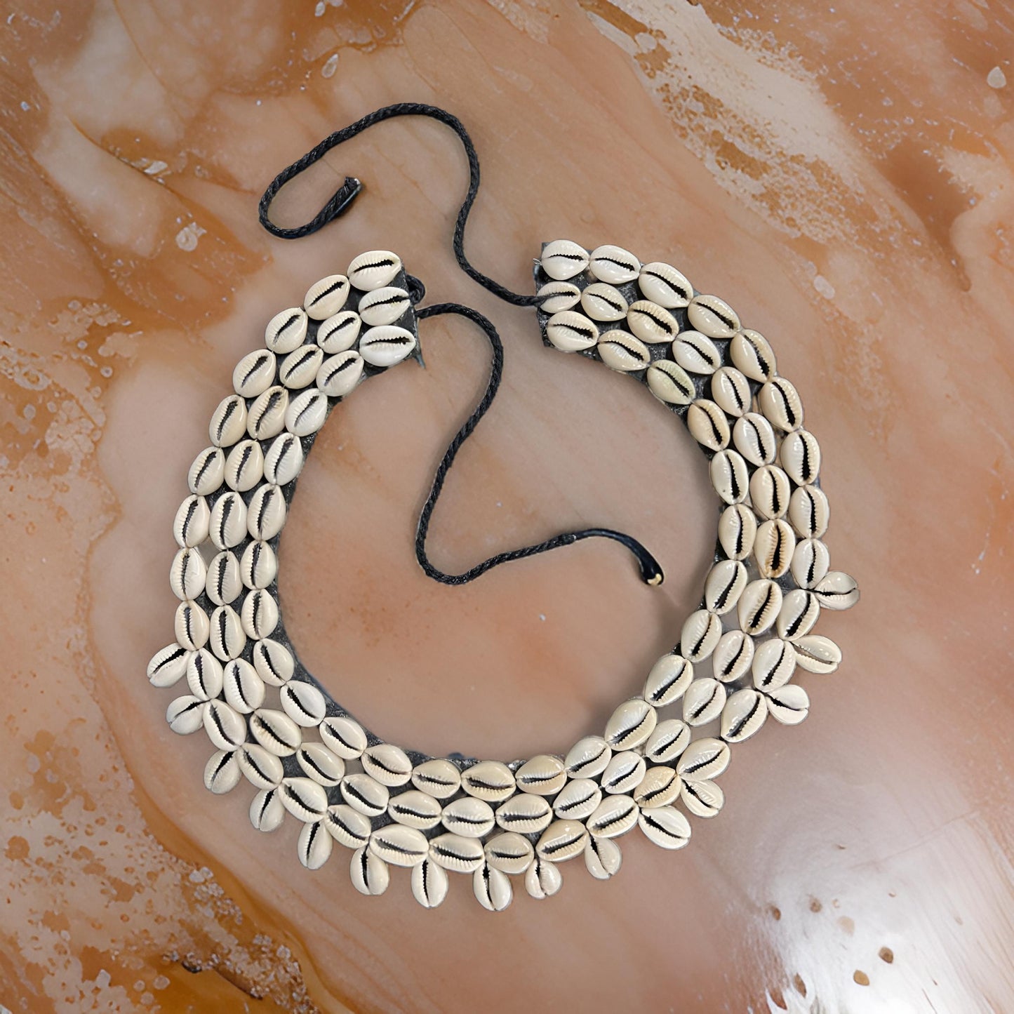 Layered Cowrie Shell Statement Collar Necklace