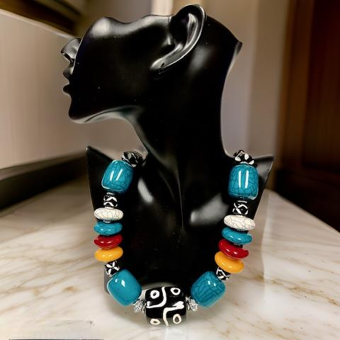 Bone Wooded Jumbo African Inspired Beaded Necklace