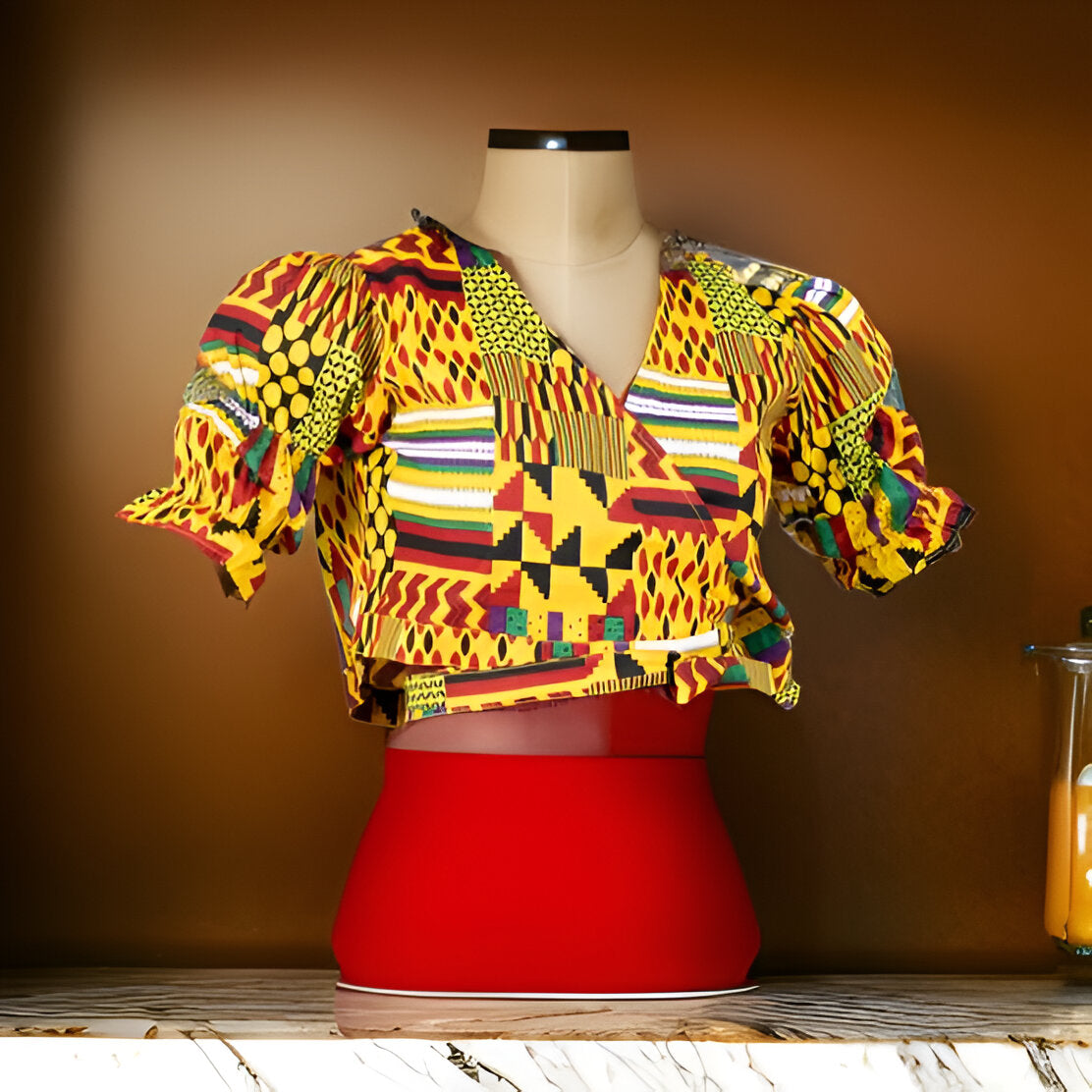 Authentic African Kente Print Wrap Top