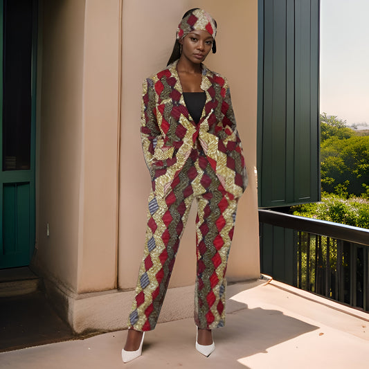 Women's Multi African Print Blazer and Pants Set