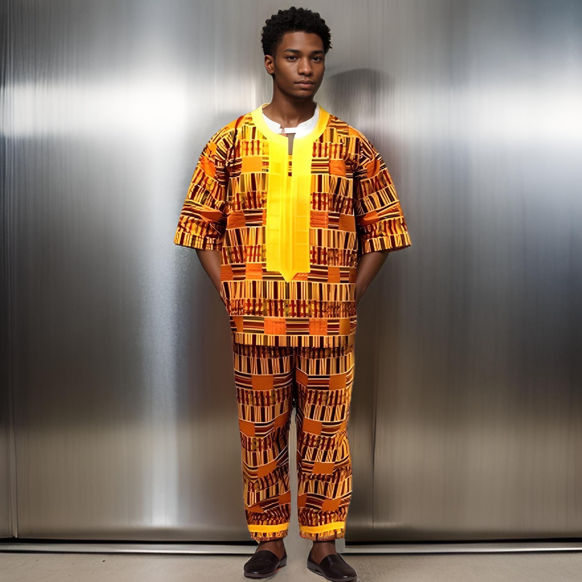 Youth/Boys/Men 3pc African Kente Pants Set Style1 (Small)