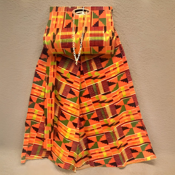 African Print Palazzo Pants & Bag Set (Kente Style2 Print)