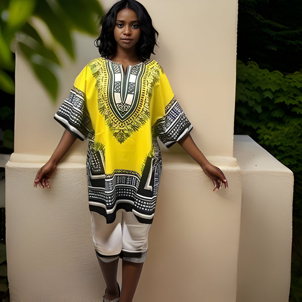 Traditional Print Unisex Dashiki Shirts (Plus Size)