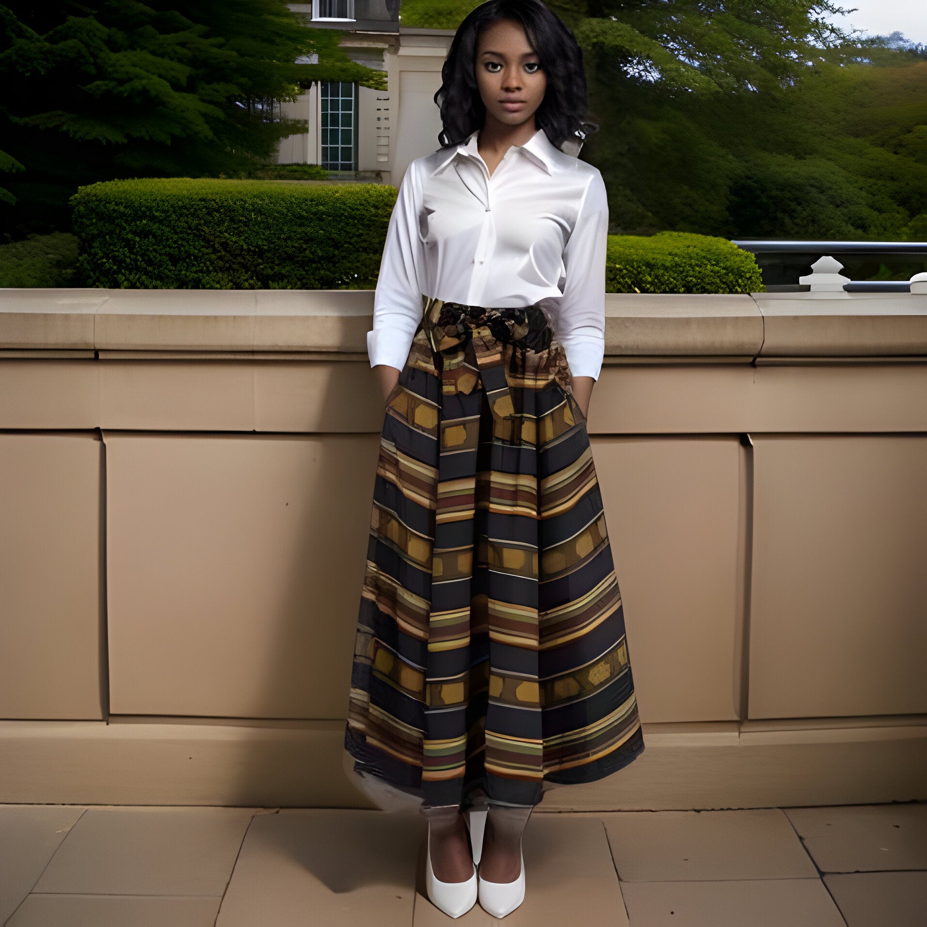 African Kente Printed Long Skirt