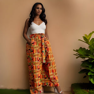 African Print Palazzo Pants & Bag Set (Kente Style2 Print)