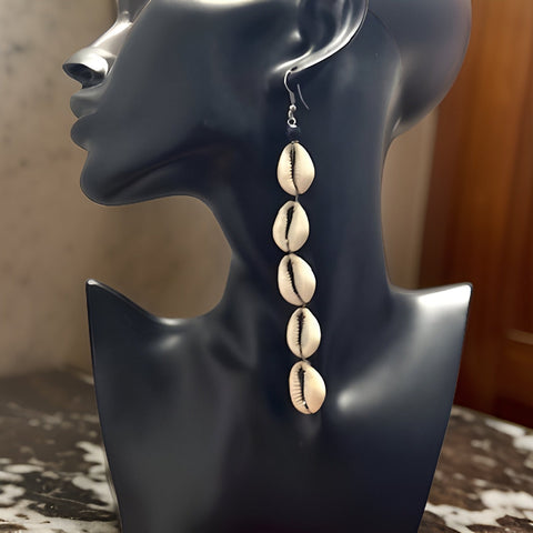 Women's African 5 Link Cowrie Shell Earrings - Premium Jewelry from MAGOS - Just $6.99! Shop this and more Jewelry now 