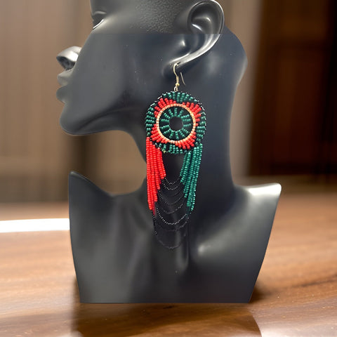 African Large Beaded Round Layered Drop Zulu Earrings - Premium Jewelry from MAGOS - Just $16.99! Shop this and more Jewelry now 