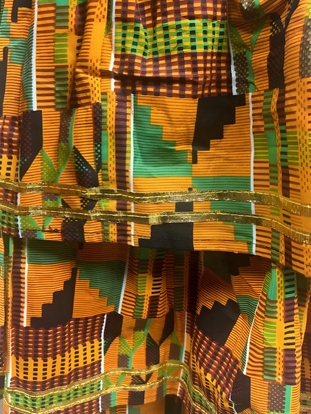 African Kente Style2 Print Top and Skirt Set