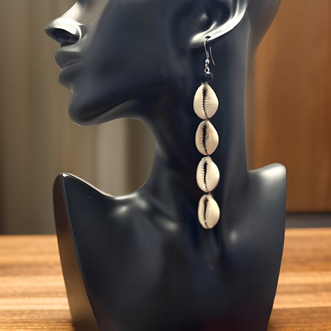 Women's African 4 Link Cowrie Shell Earrings - Premium Jewelry from MAGOS - Just $5.99! Shop this and more Jewelry now 