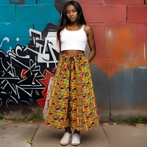 African Kente Print Palazzo Pants