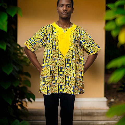 Embroidered African Dashiki Shirt (XL}