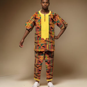 Youth/Boys/Men 3pc African Kente Pants Set Style2 (Small)