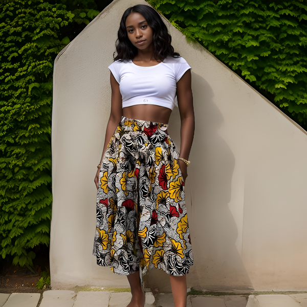 Women's Ankara Floral Print Short Skirt