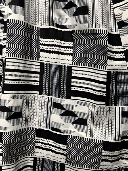 African Black/White Print Long Skirt