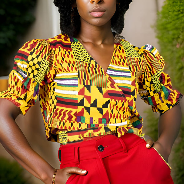 Authentic African Kente Print Wrap Top