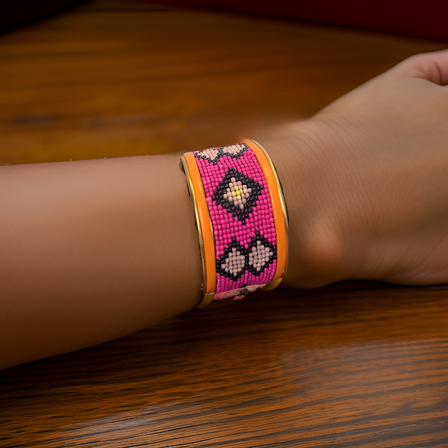 Maasai African Beaded Brass Cuff Bracelet - Premium Jewelry from MAGOS - Just $9.99! Shop this and more Jewelry now 