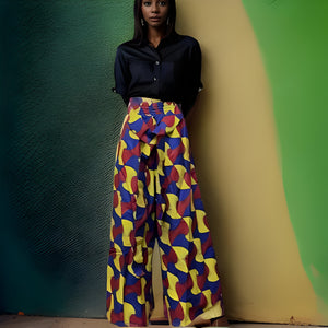 African Print Palazzo Pants & Bag Set (Multi-Color Print)