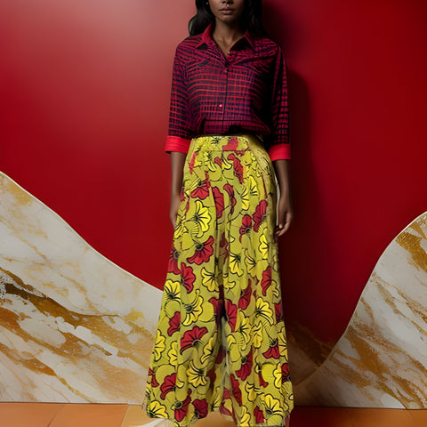 African Floral Print Palazzo Pants