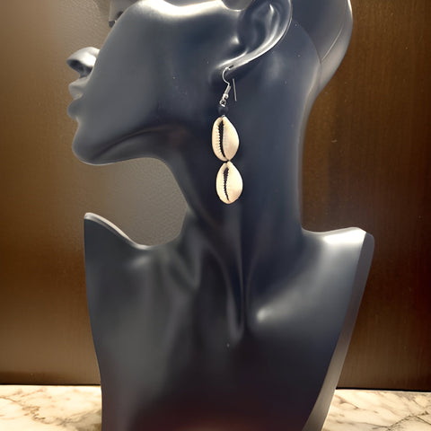 Women's African 2 Link Cowrie Shell Earrings - Premium Jewelry from MAGOS - Just $3.99! Shop this and more Jewelry now 