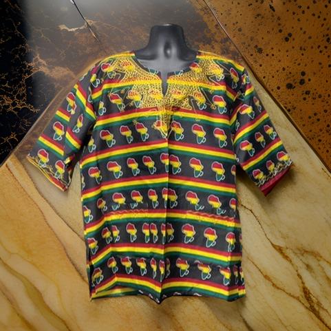 Men's Africa MAP Print Embroidered Dashiki Shirt