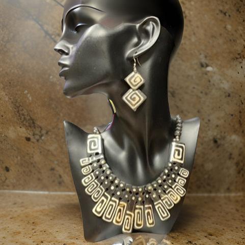 Geometric Tribal Design Necklace and Earring Set