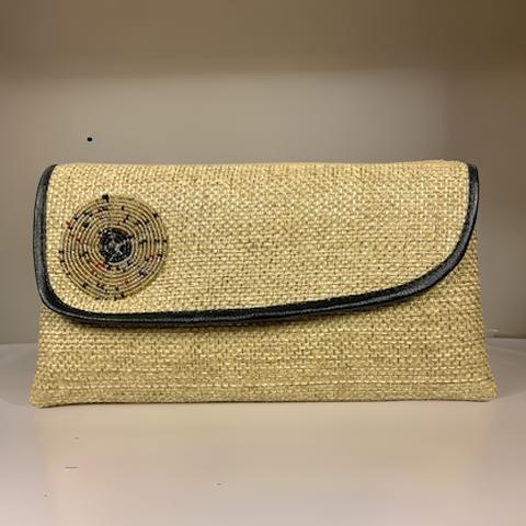 African Inspired Neutral Woven Large Clutch Purse