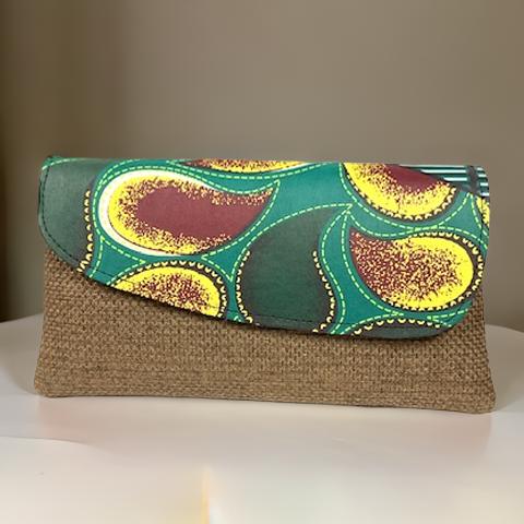 African Inspired Swirl Print Woven Large Clutch Purse