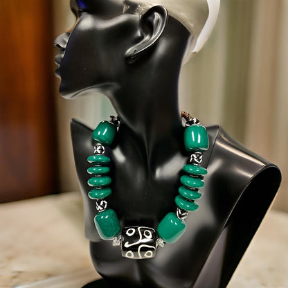 Solid Color Bone Jumbo Beaded African Inspired Necklace