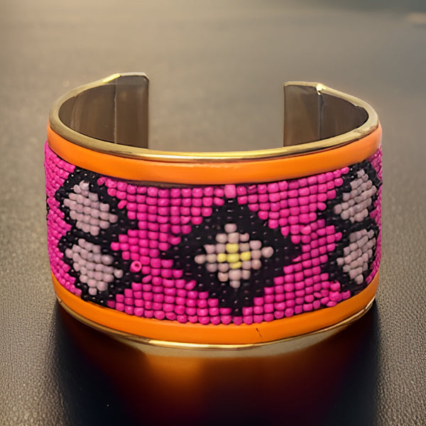Maasai African Beaded Brass Cuff Bracelet - Premium Jewelry from MAGOS - Just $9.99! Shop this and more Jewelry now 