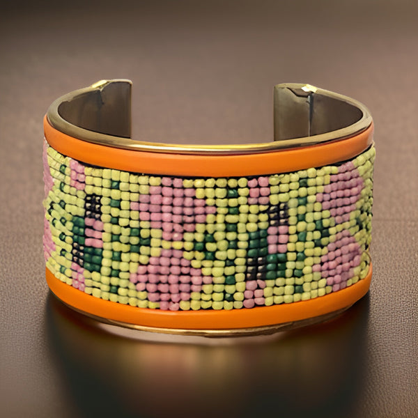 Maasai African Beaded Brass Cuff Bracelet - Premium Jewelry from O.O.A. Tradings Distribution  - Just $9.99! Shop this and more Jewelry now 
