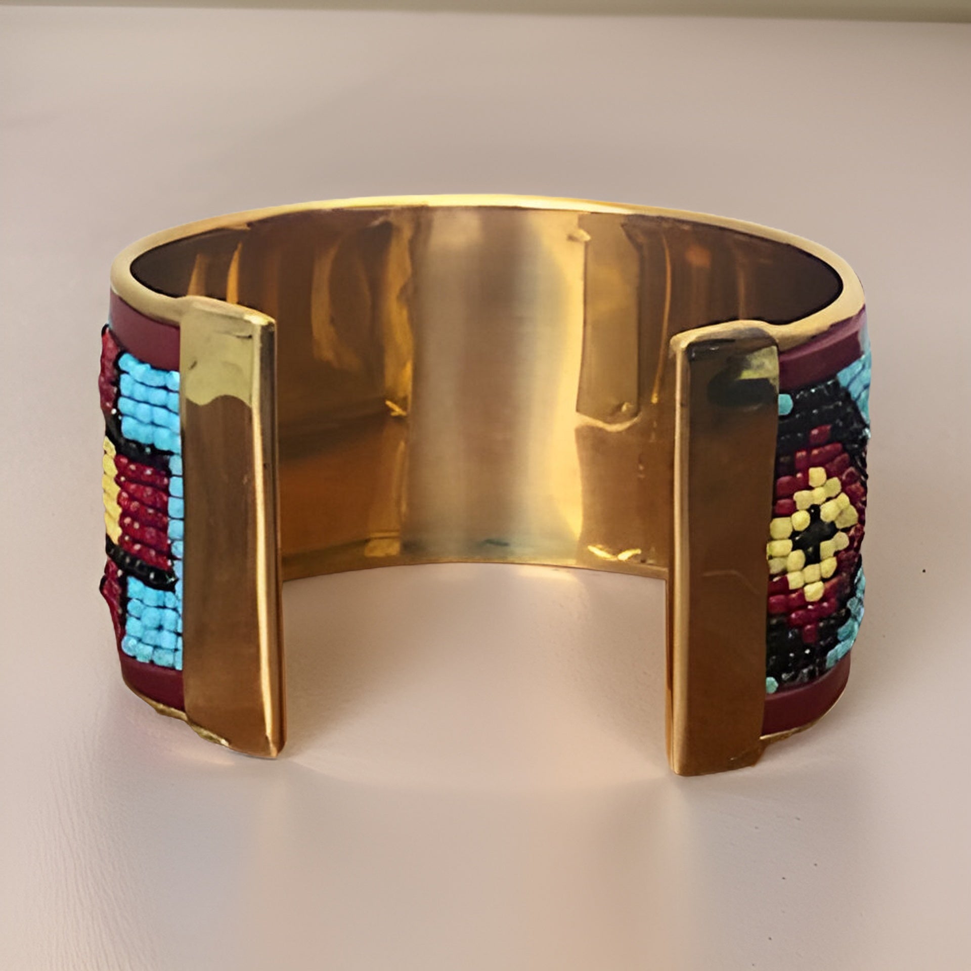 Maasai African Beaded Brass Cuff Bracelet - Premium Jewelry from MAGOS - Just $9.99! Shop this and more Jewelry now 