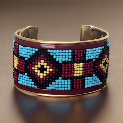 Maasai African Beaded Brass Cuff Bracelet - Premium Jewelry from MAGOS - Just $9.99! Shop this and more Jewelry now 