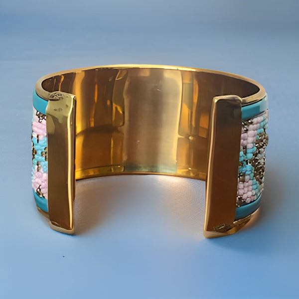 Maasai African Beaded Brass Cuff Bracelet - Premium Jewelry from MAGOS - Just $9.99! Shop this and more Jewelry now 