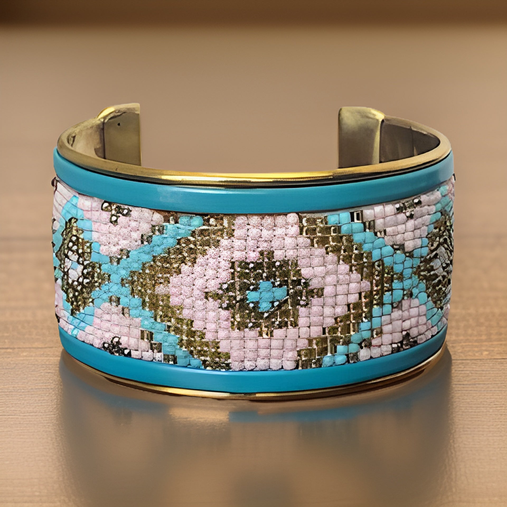 Maasai African Beaded Brass Cuff Bracelet - Premium Jewelry from MAGOS - Just $9.99! Shop this and more Jewelry now 